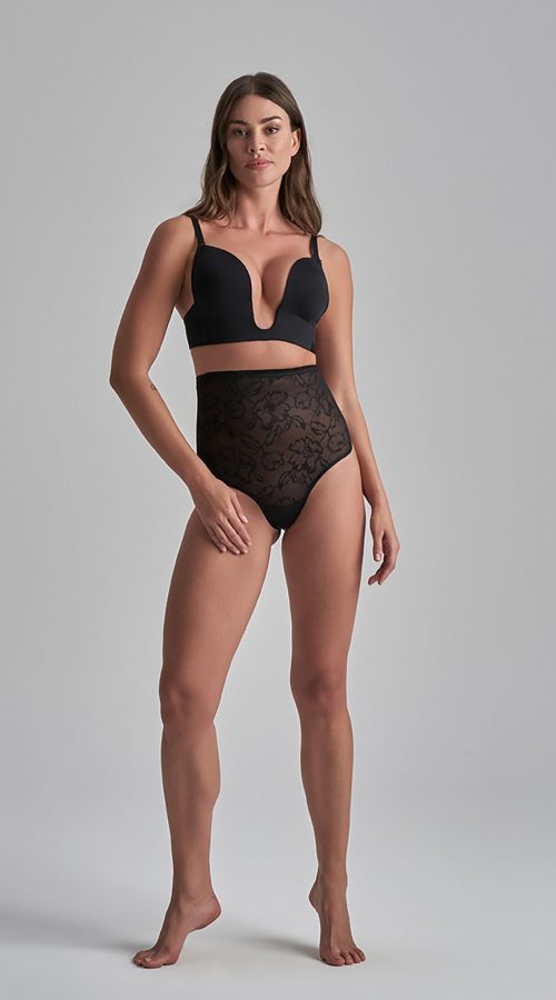 LACY High Waist Shaping Thong (LACHWT) Black 1 - Full body LOW RES